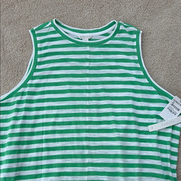 NEW with TAGS!! Caslon Green & White Striped Sleeveless Tank Top Size XXL - Picture 1 of 5